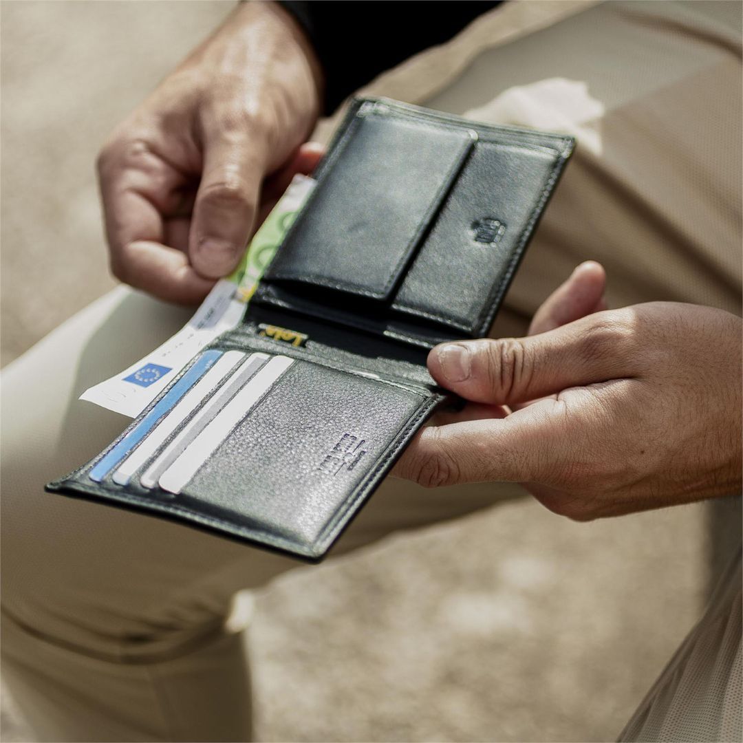 Cartera de piel hombre Lois tipo americano negra probada