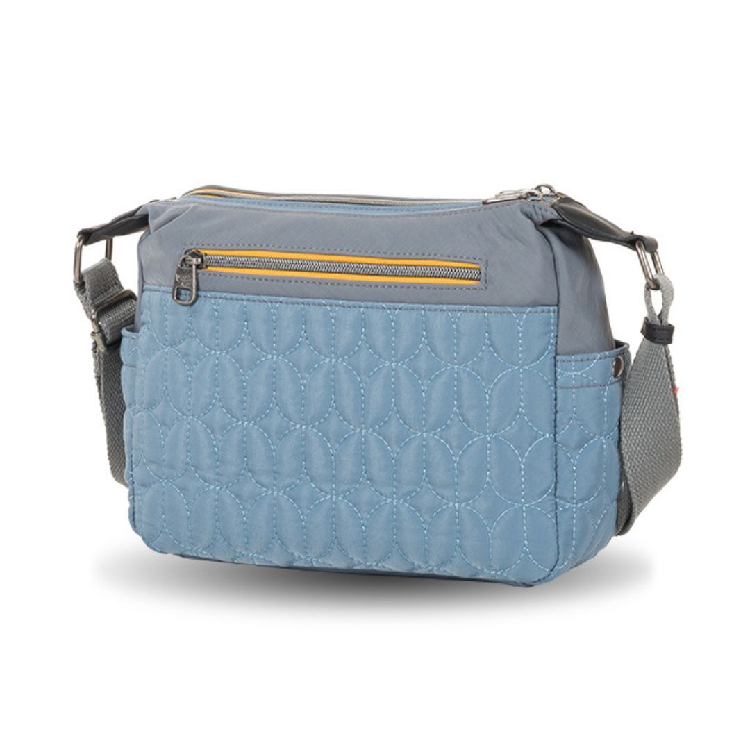 Bolso bandolera multibolsillos de tela Ventis azul posterior Bolso bandolera multibolsillos de tela Ventis azul posterior