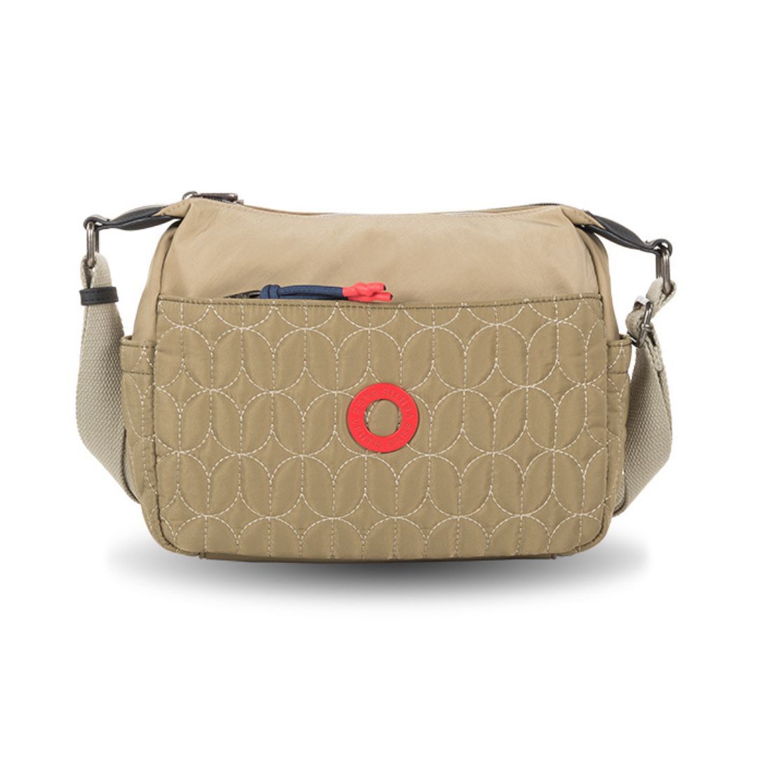 Bolso bandolera multibolsillos de tela Ventis kaki frontal Bolso bandolera multibolsillos de tela Ventis kaki frontal