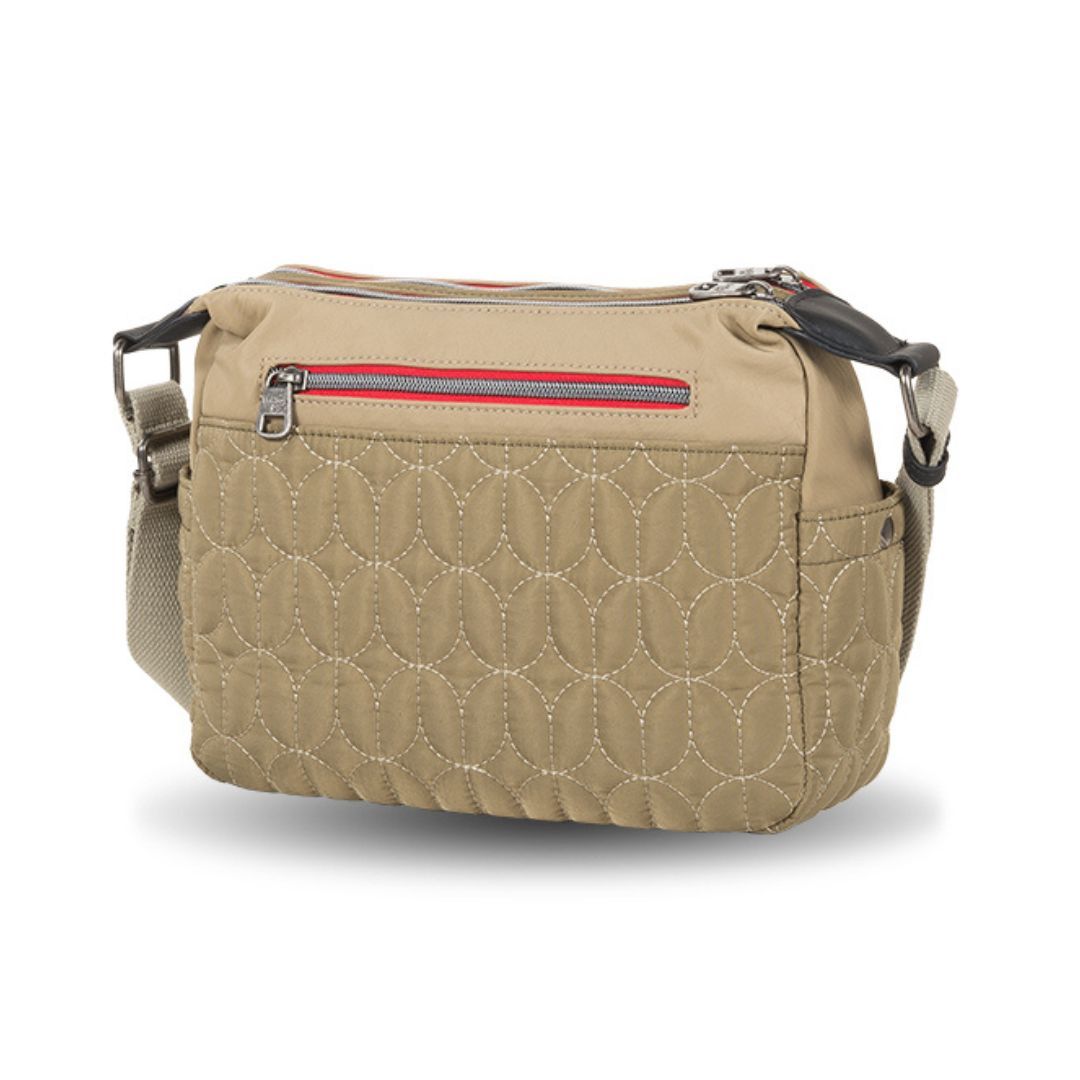 Bolso bandolera multibolsillos de tela Ventis kaki posterior Bolso bandolera multibolsillos de tela Ventis kaki posterior