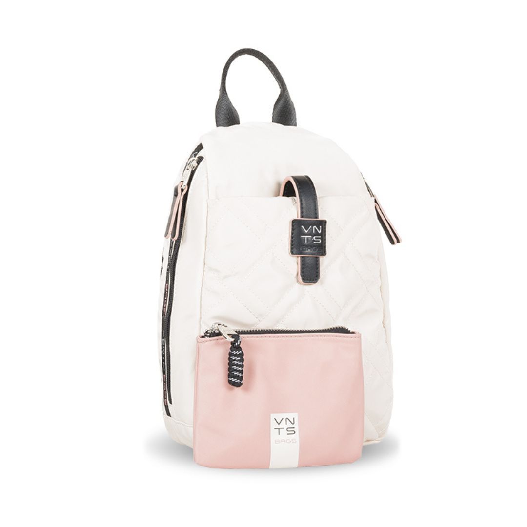 Mochila antirrobo de tela Ventis beige detalle de bolso extraíble