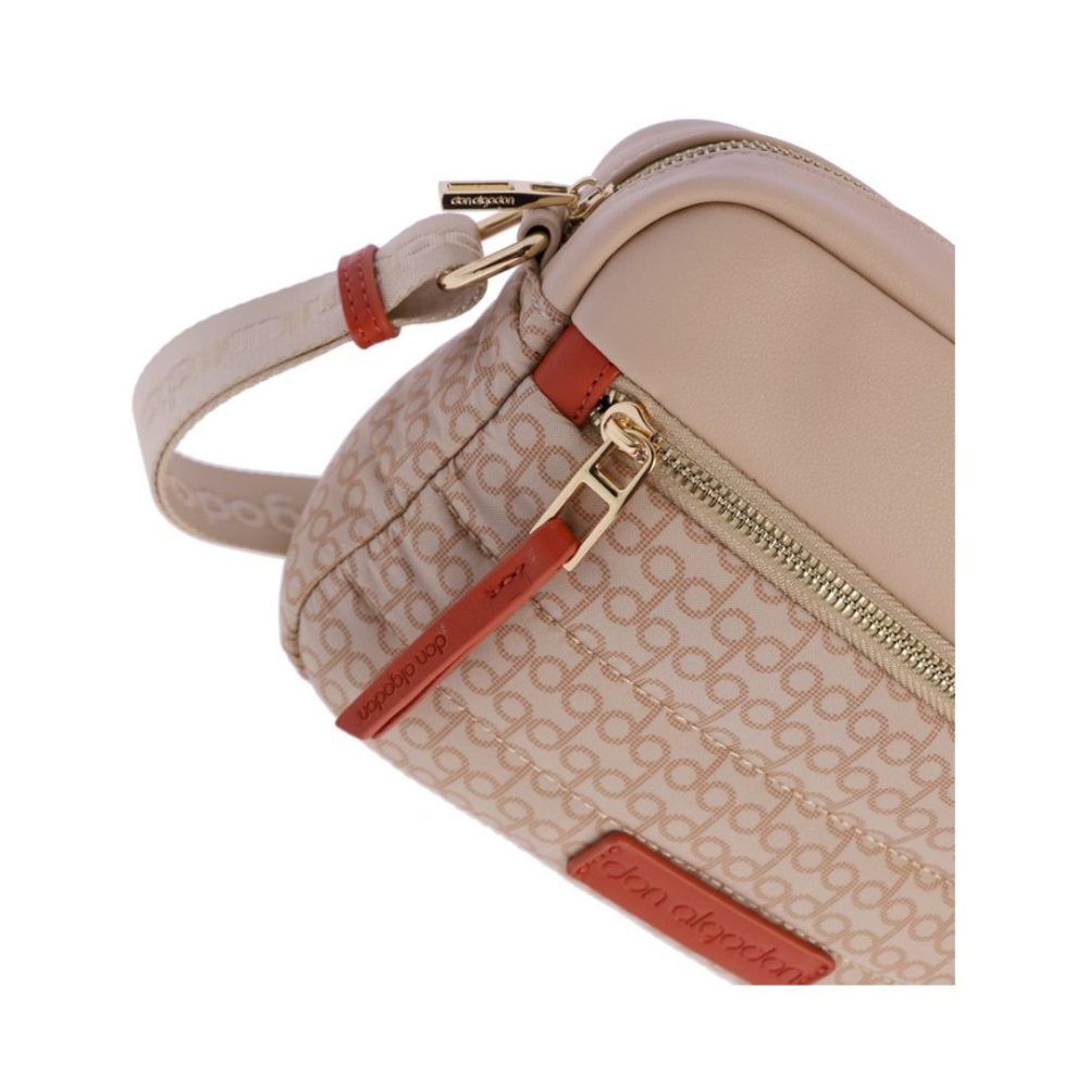 Bolso bandolera beige don algodon detalle de cremallera