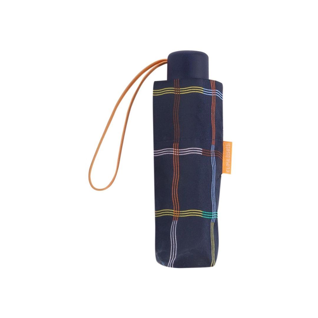 Paraguas plegable de mujer con estampado Bisetti azul cerrado