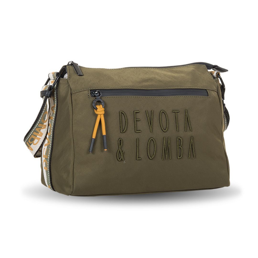 Bolso bandolera de tela Devota y Lomba con logo kaki lateral Bolso bandolera de tela Devota y Lomba con logo kaki lateral