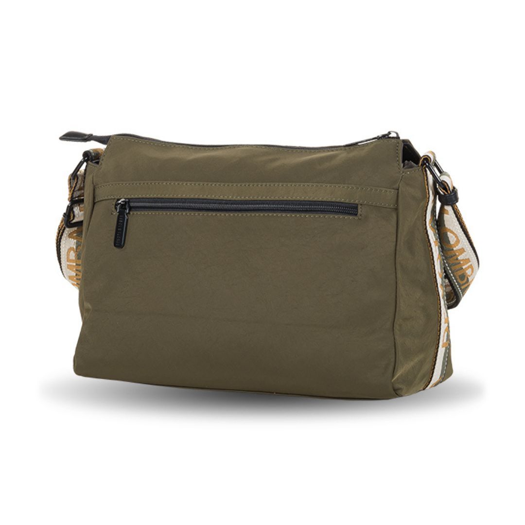 Bolso bandolera de tela Devota y Lomba con logo kaki trasera Bolso bandolera de tela Devota y Lomba con logo kaki trasera