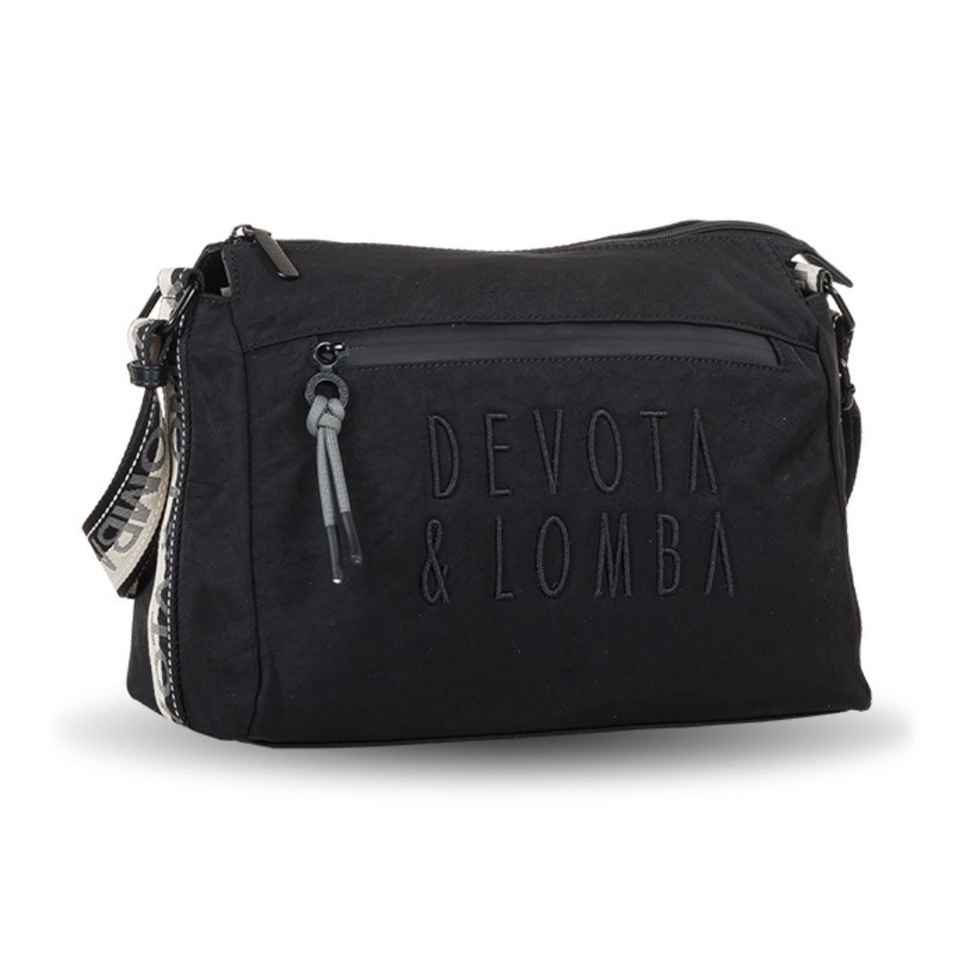Bolso bandolera de tela Devota y Lomba con logo negro lateral Bolso bandolera de tela Devota y Lomba con logo negro lateral