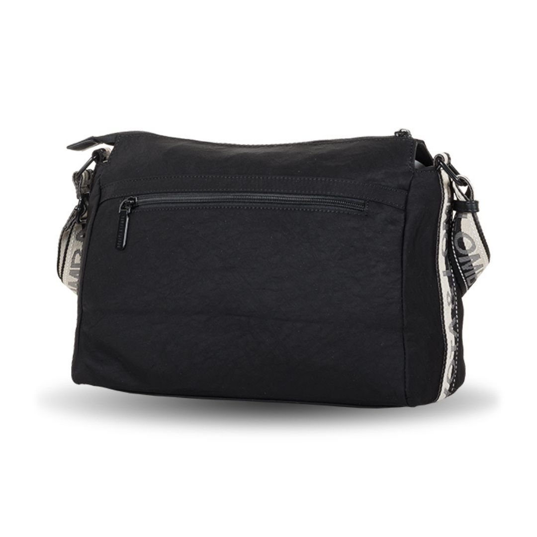 Bolso bandolera de tela Devota y Lomba con logo negro trasera Bolso bandolera de tela Devota y Lomba con logo negro trasera
