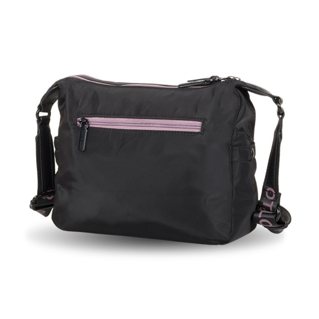 Bolso bandolera de tela doble compartimento Devota y Lomba negro trasera Bolso bandolera de tela doble compartimento Devota y Lomba negro trasera