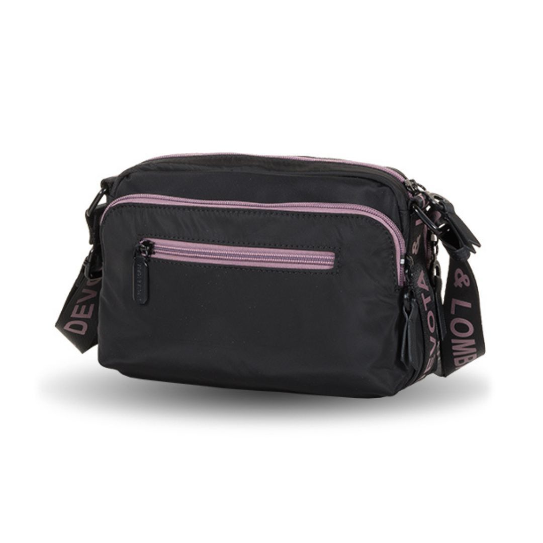 Bolso bandolera de tela multibolsillos Devota y Lomba negro trasera Bolso bandolera de tela multibolsillos Devota y Lomba negro trasera