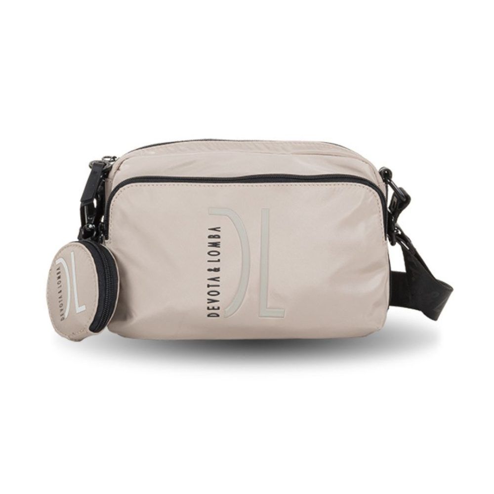 Bolso bandolera de tela multibolsillos Devota y Lomba taupe
