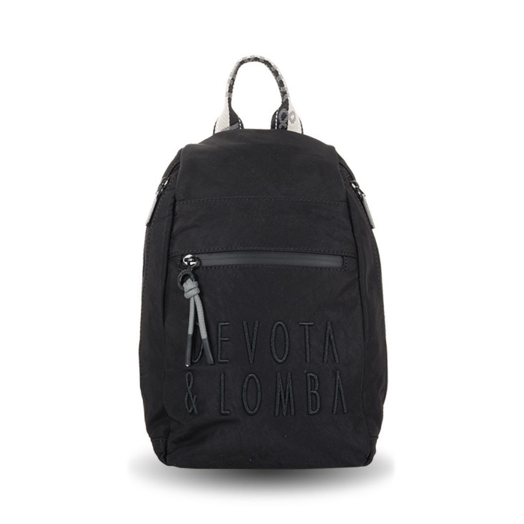 Mochila antirrobo de tela Devota y Lomba con logo negra