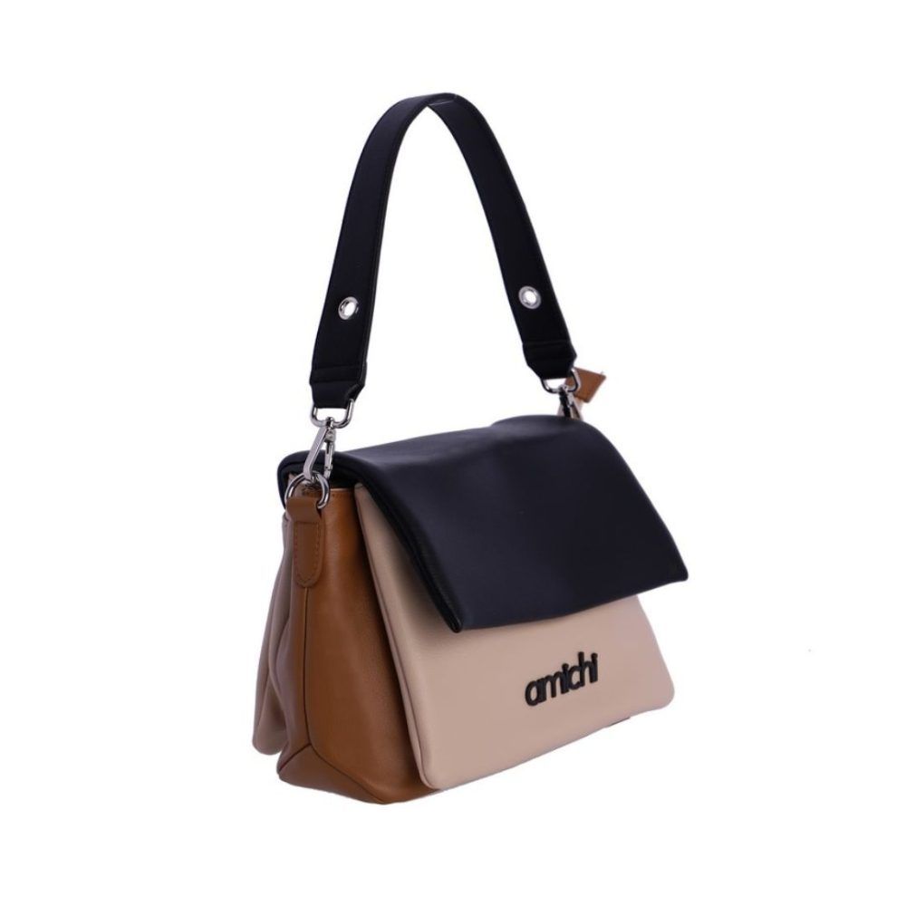 Bolso bandolera tricolor con solapa Amichi lateral
