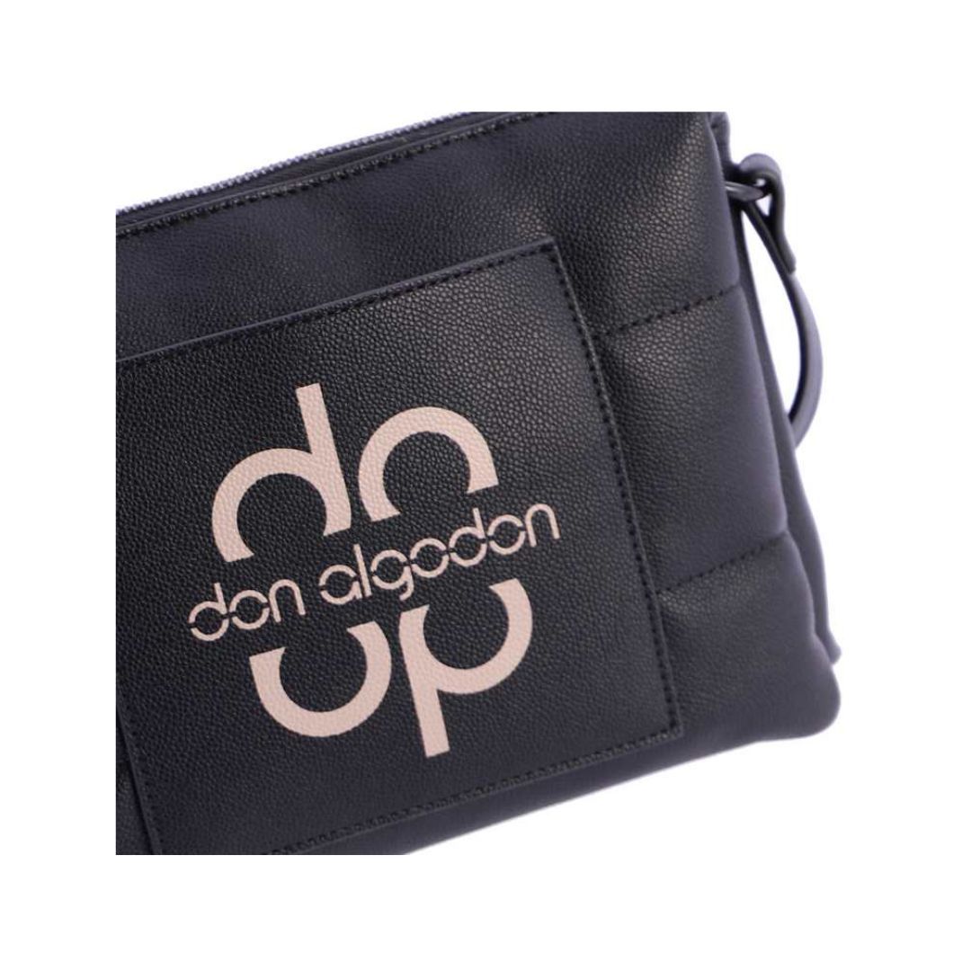 Bolso bandolera Don Algodon triple compartimento negro detalle de logo Bolso bandolera Don Algodon triple compartimento negro detalle de logo