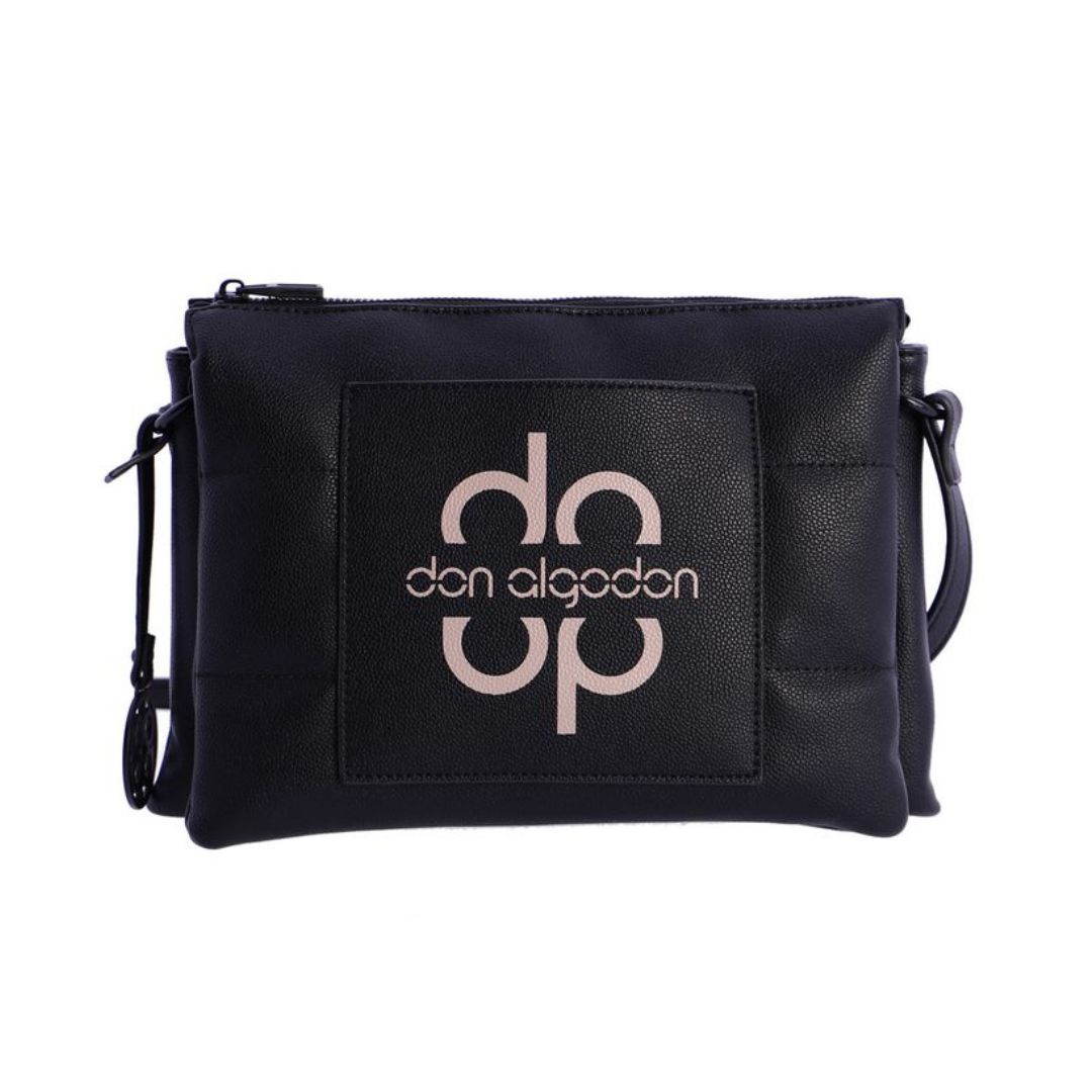 Bolso bandolera Don Algodon triple compartimento negro frontal Bolso bandolera Don Algodon triple compartimento negro frontal