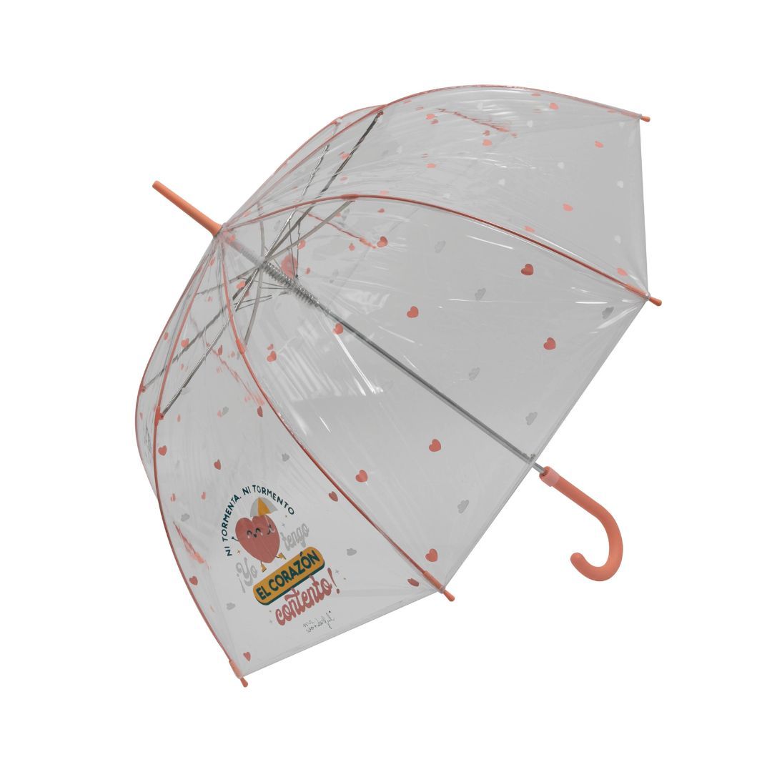 Paraguas largo mr. wonderful transparrente Ni tormenta, ni tormento ¡Yo tengo el corazón contento abierto Paraguas largo mr. wonderful transparrente Ni tormenta, ni tormento ¡Yo tengo el corazón contento abierto