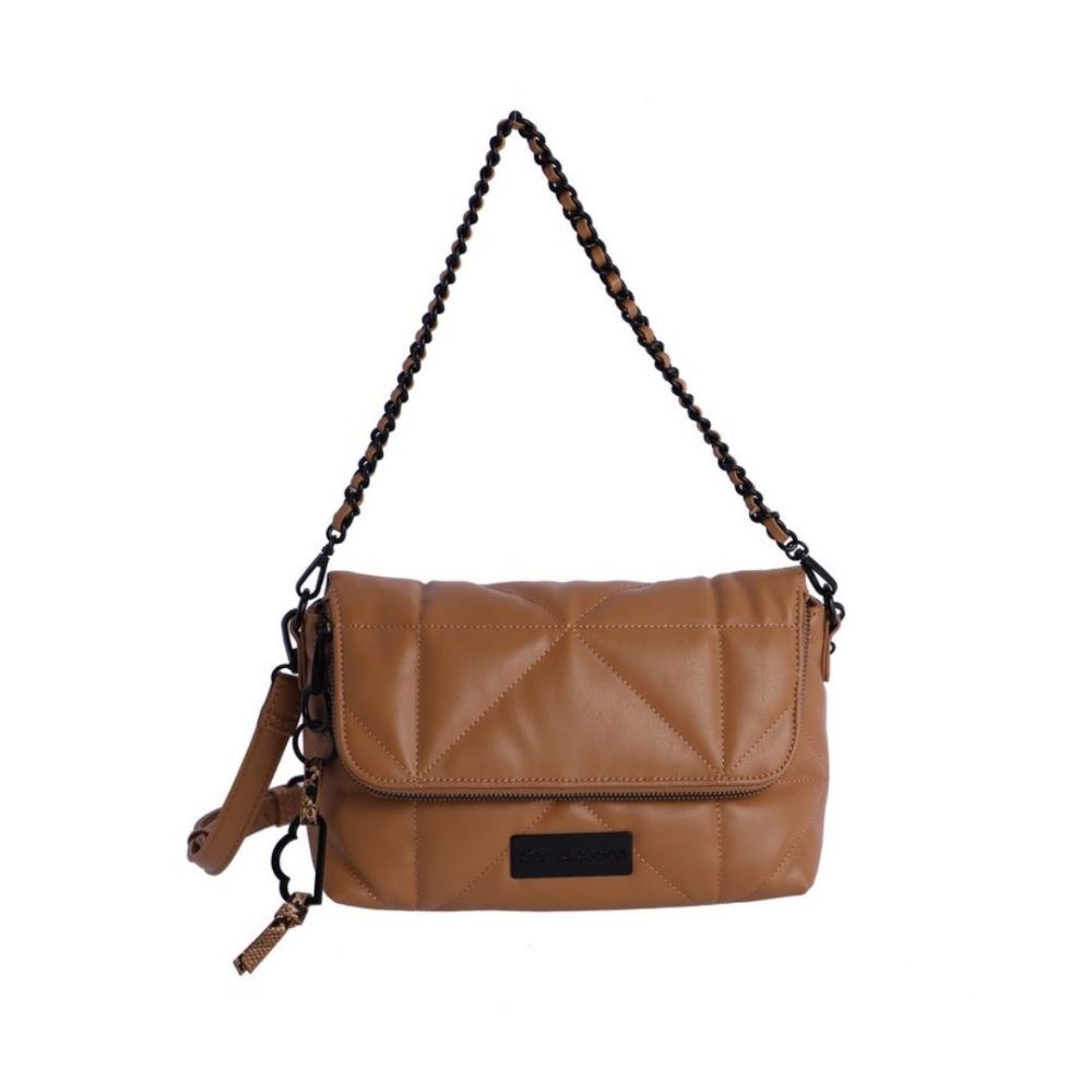 Bolso Don Algodón acolchado con solapa camel frontal