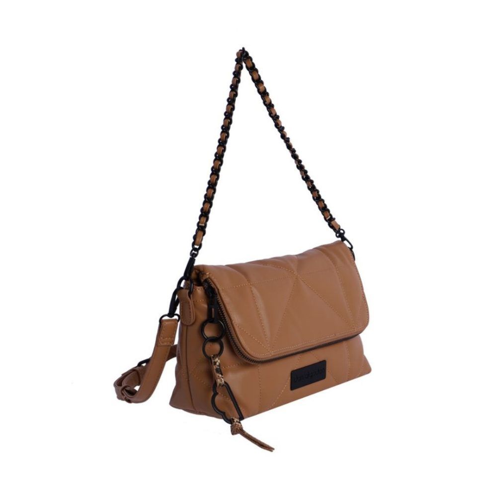 Bolso Don Algodón acolchado con solapa camel lateral