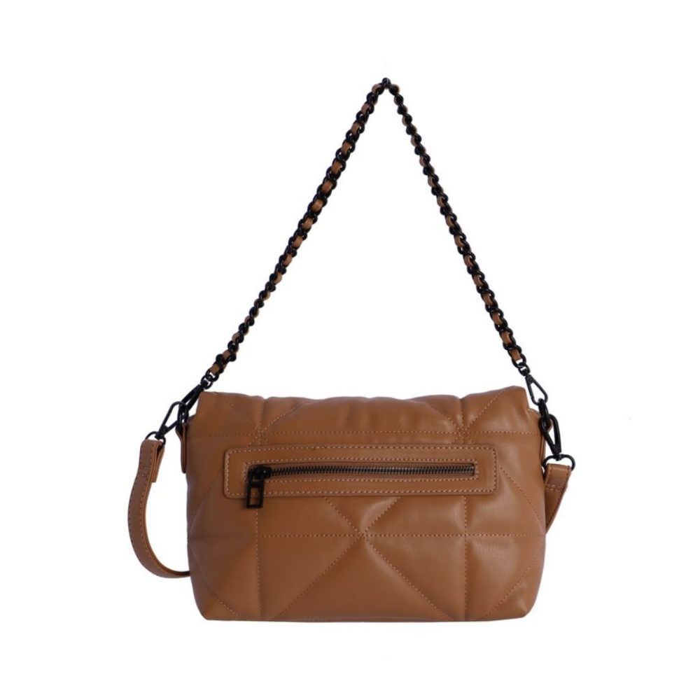 Bolso Don Algodón acolchado con solapa camel trasera