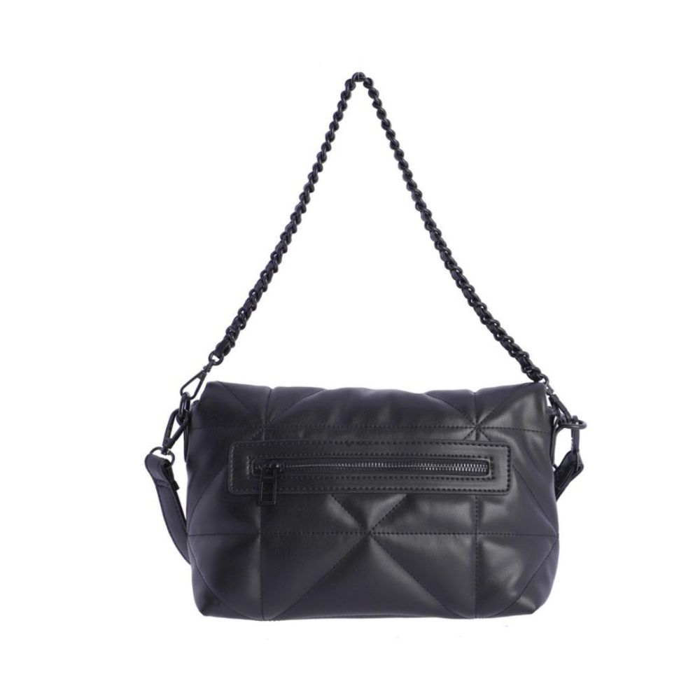 Bolso Don Algodón acolchado con solapa negro trasera