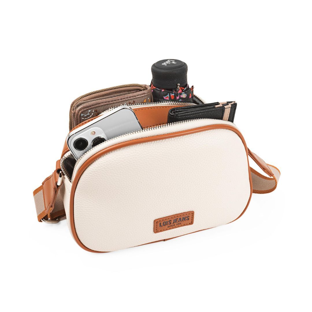 Bolso bandolera doble compartimento Lois capacidad interior Bolso bandolera doble compartimento Lois capacidad interior