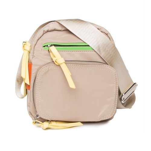 Bolso bandolera de nylon Tantrend beige frontal
