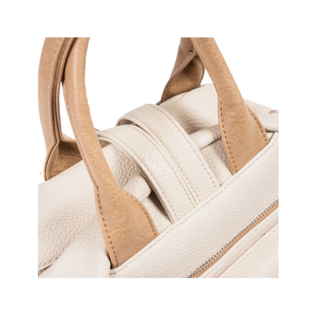 Mochila con asas de mano Matties beige detalle de asas