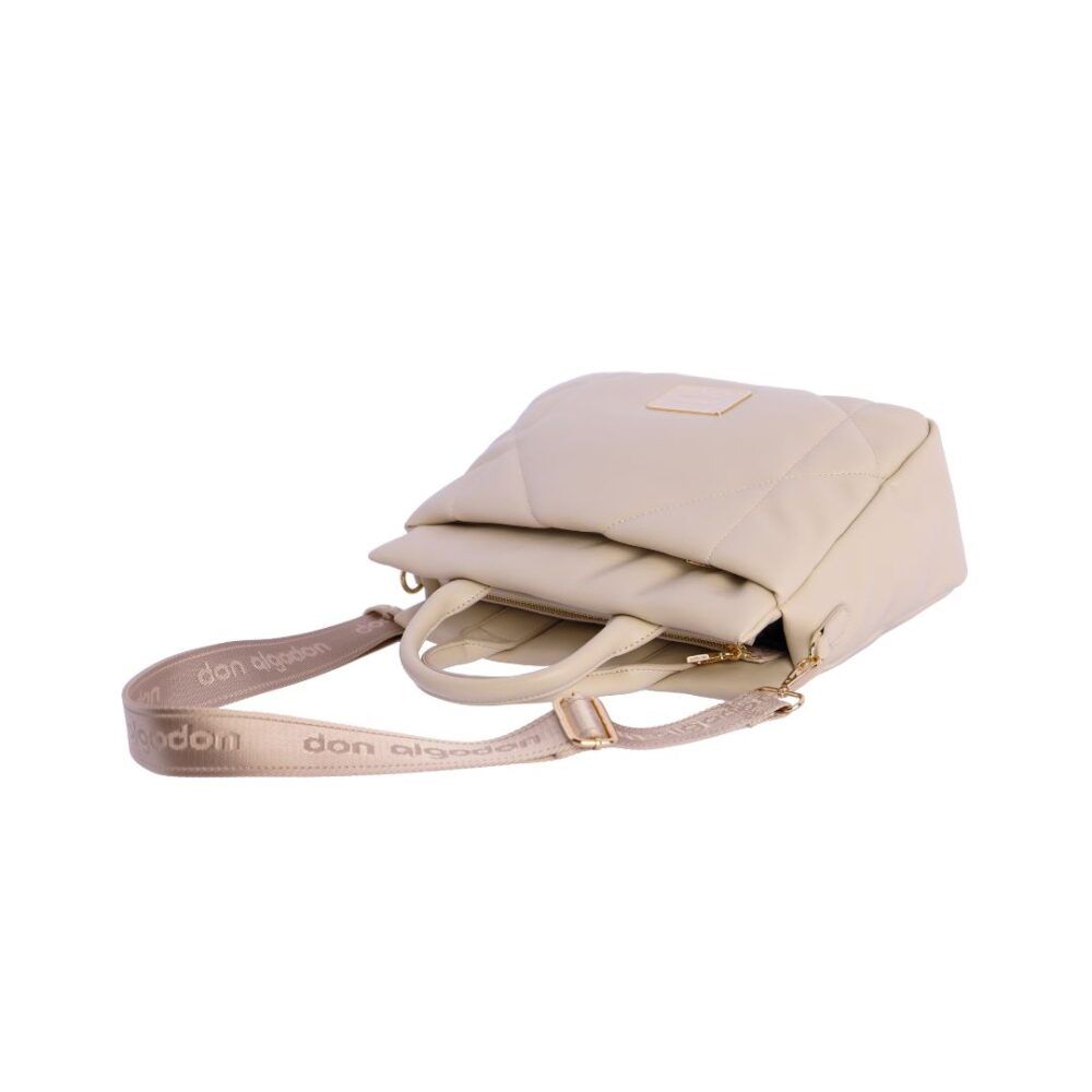 Bolso beige de mano Don Algodon detalle de asas