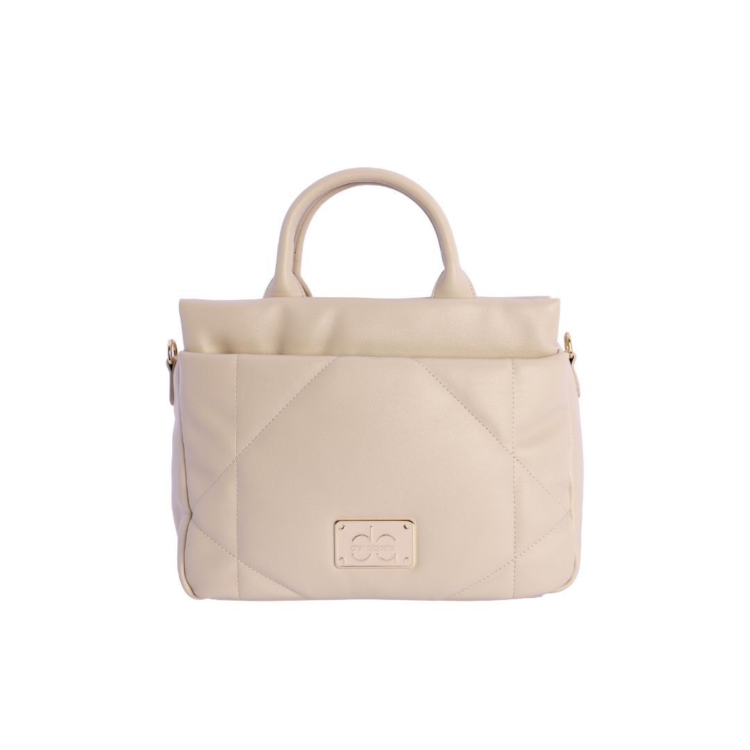 Bolso beige de mano Don Algodon frontal Bolso beige de mano Don Algodon frontal