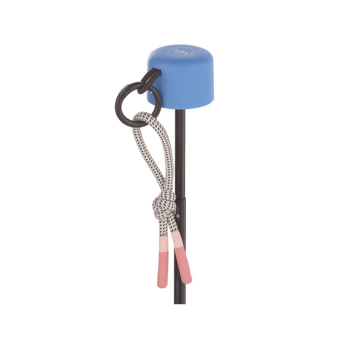 Paraguas plegable de mujer Bisetti Astrology azul claro detalle de puño