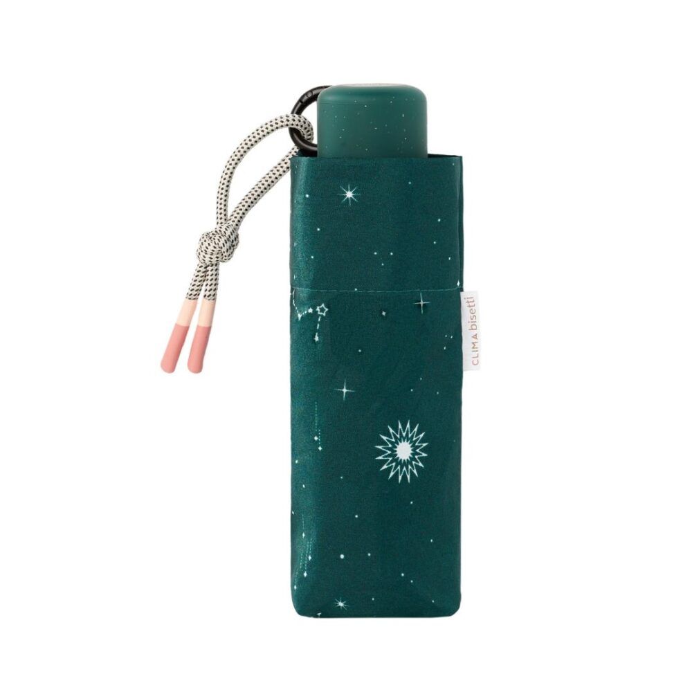 Paraguas plegable de mujer Bisetti Astrology verde cerrado