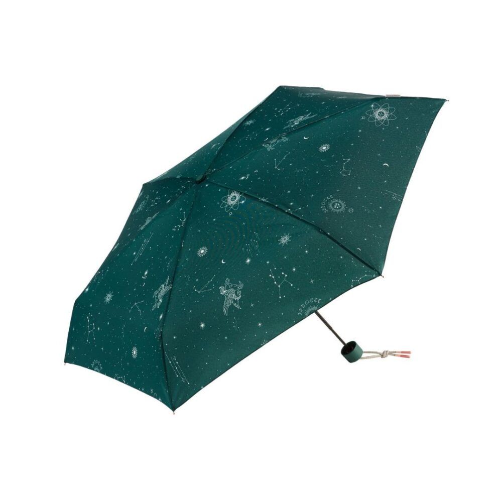 Paraguas plegable de mujer Bisetti Astrology verde abierto