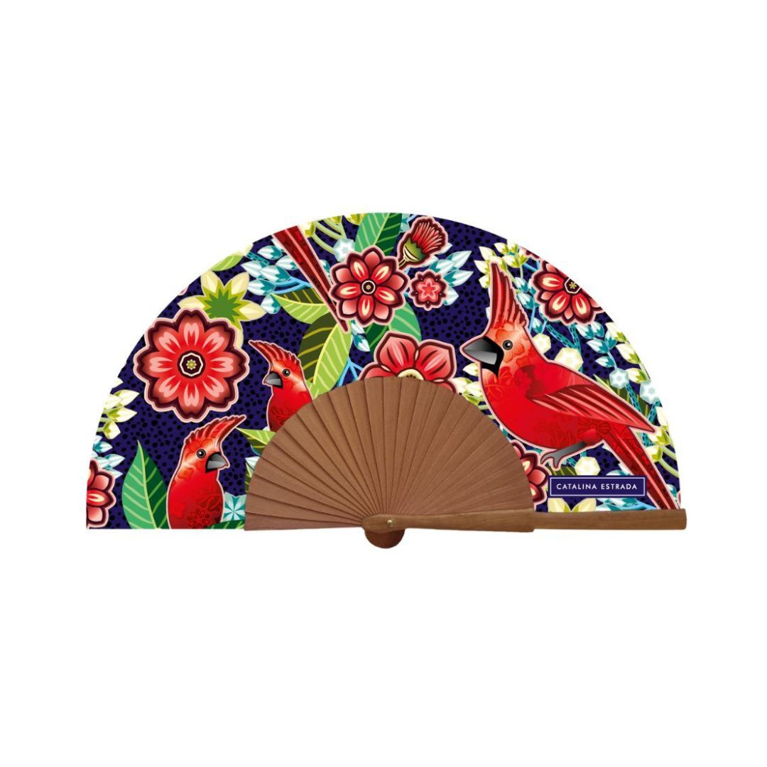 Abanico Catalina Estrada Cardenal Guajiro azul