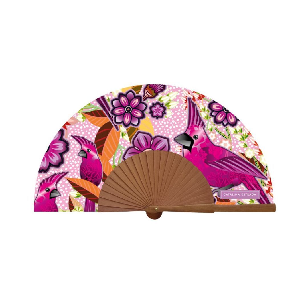 Abanico Catalina Estrada Cardenal Guajiro rosa