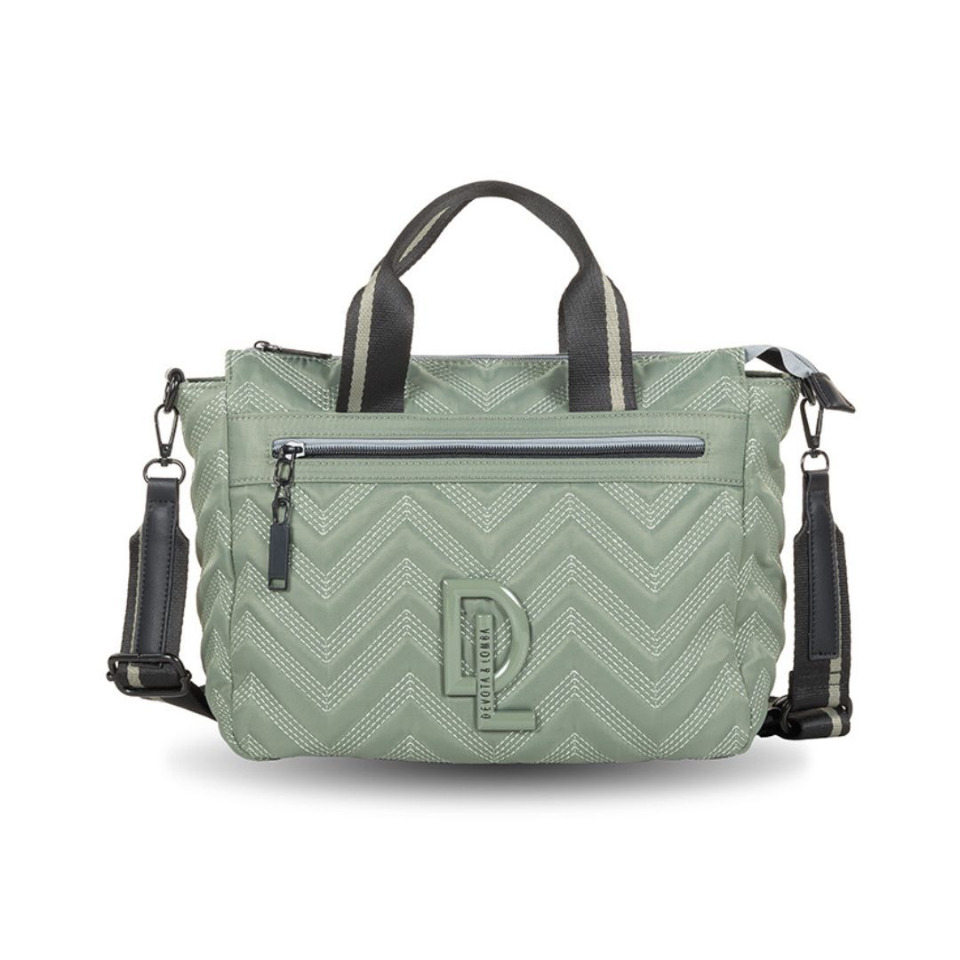 Bolso de mano Devota y Lomba zig-zag verde frontal