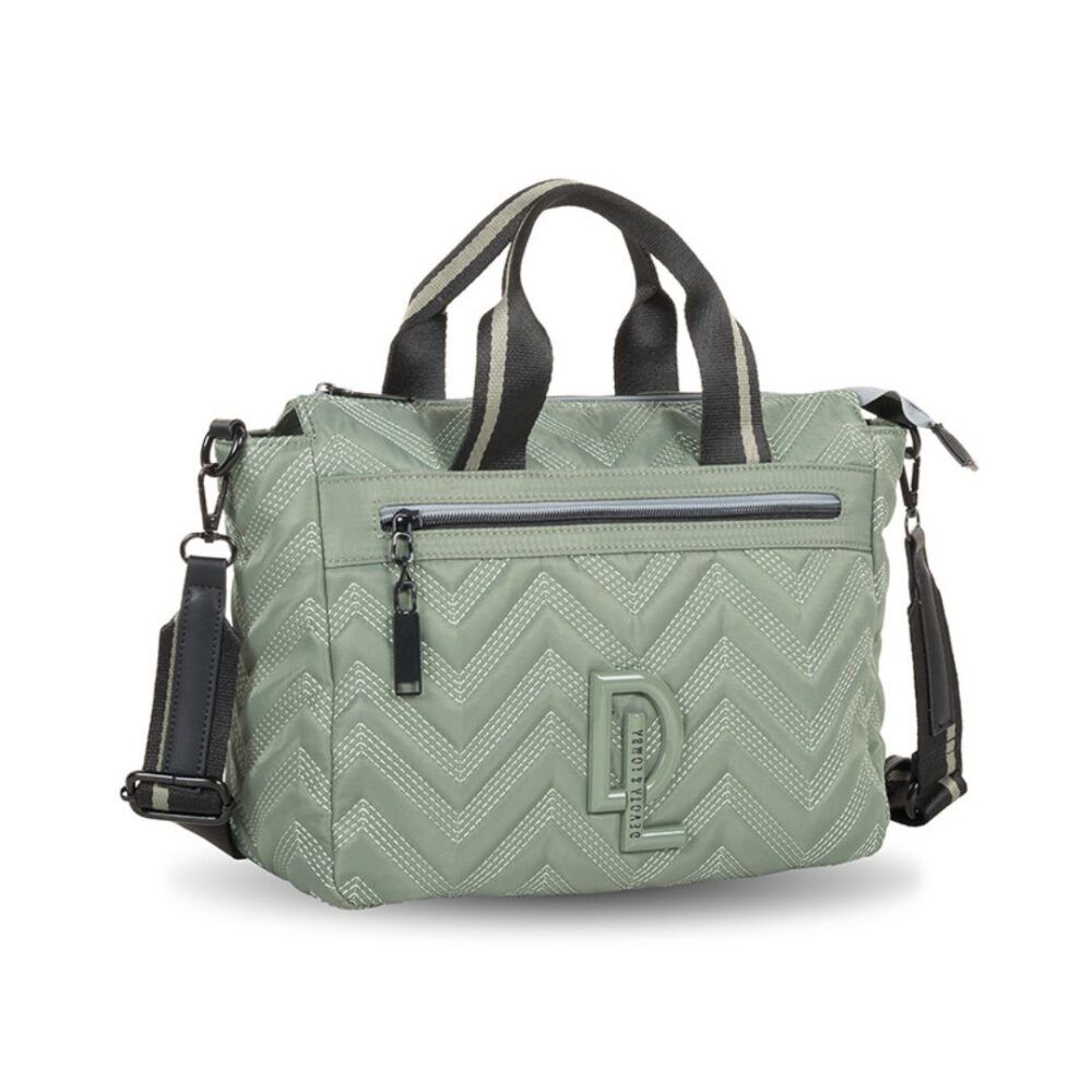 Bolso de mano Devota y Lomba zig-zag verde lateral