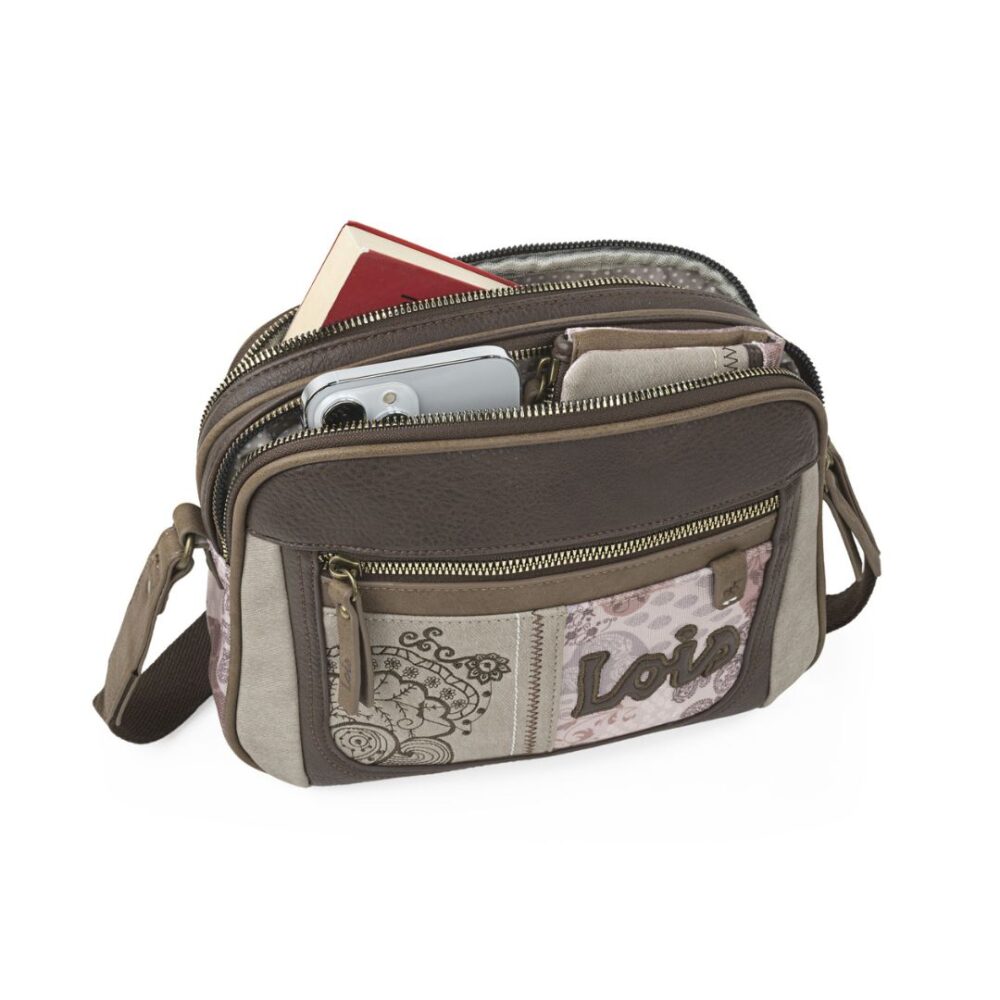 Bolso bandolera Lois doble compartimento capacidad interior