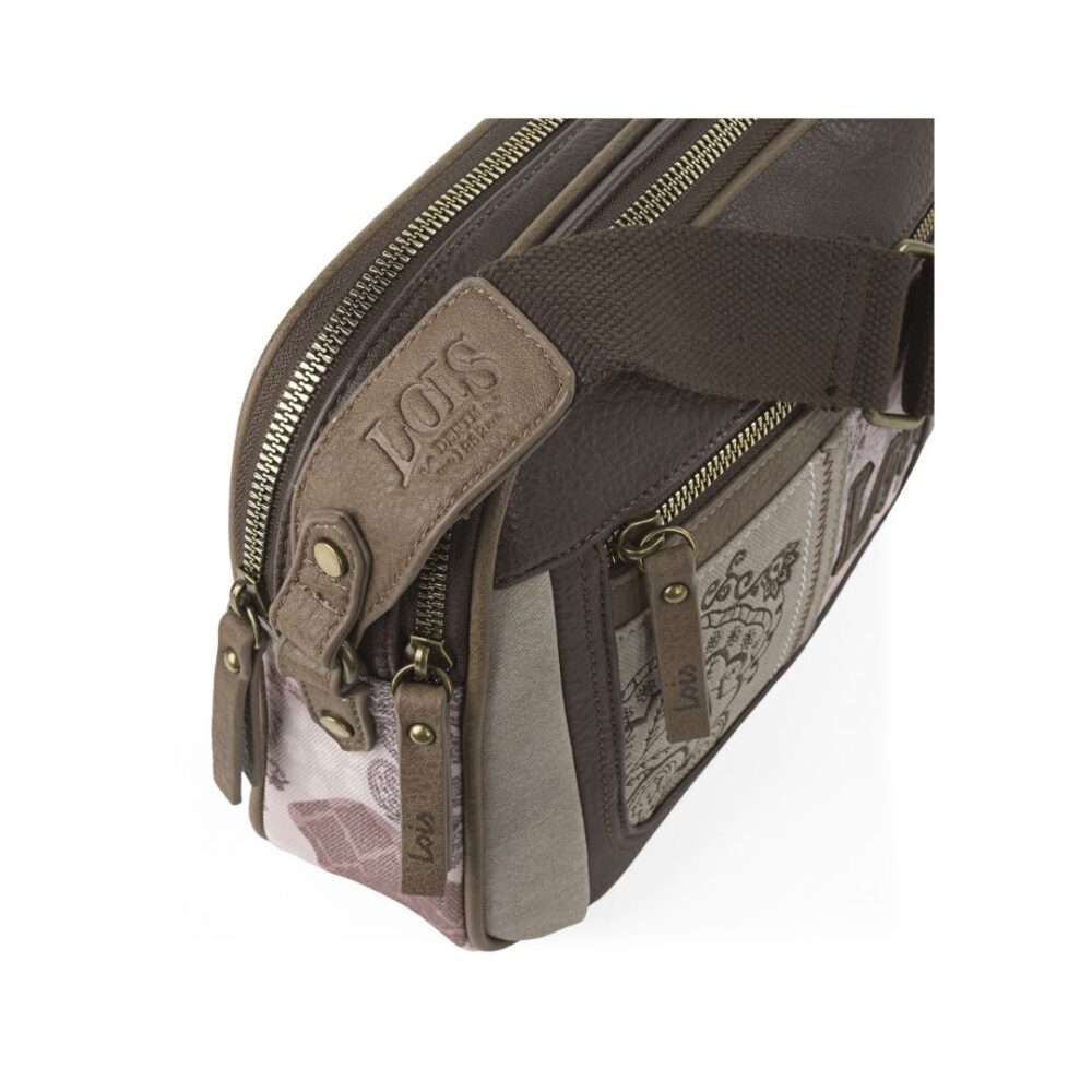 Bolso bandolera Lois doble compartimento detalle de compartimentos