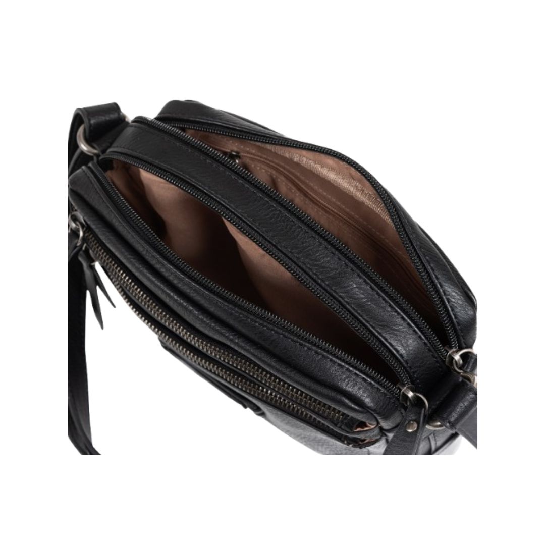 Bolso bandolera doble compartimento Matties detalle de compartimentos