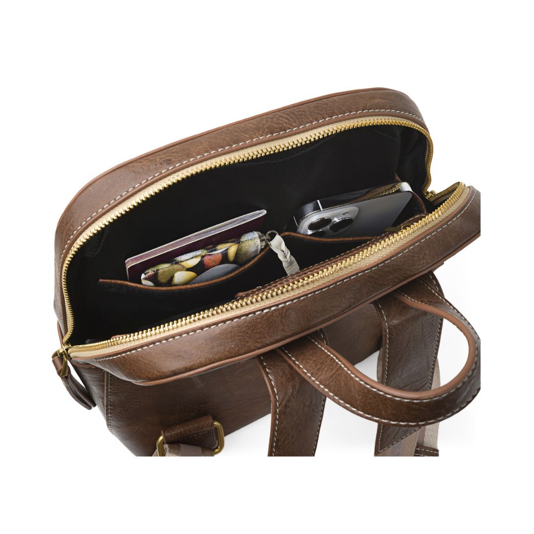 Mochila Lois marrón mujer capacidad de bolsillos interiores Mochila Lois marrón mujer capacidad de bolsillos interiores