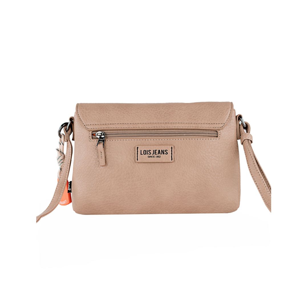 Bolso bandolera Lois con solapa beige trasera Bolso bandolera Lois con solapa beige trasera