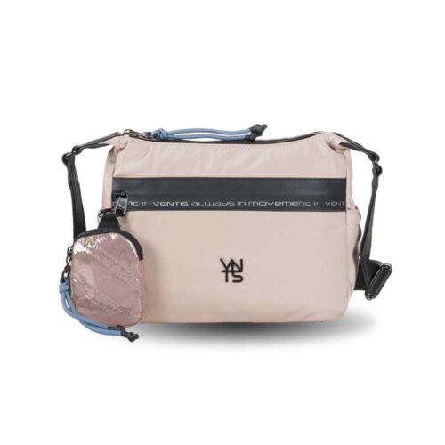 Bolso bandolera de tela Ventis beige frontal