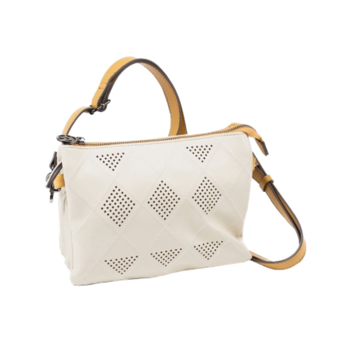 Bolso bandolera triple compartimento Matties beige frontal Bolso bandolera triple compartimento Matties beige frontal