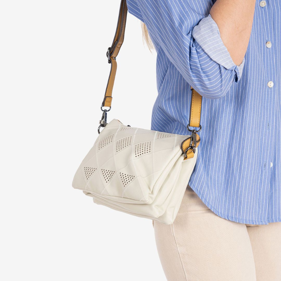 Bolso bandolera triple compartimento Matties beige probado Bolso bandolera triple compartimento Matties beige probado
