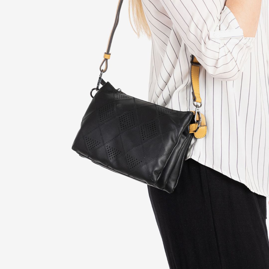 Bolso bandolera triple compartimento Matties negro probado Bolso bandolera triple compartimento Matties negro probado