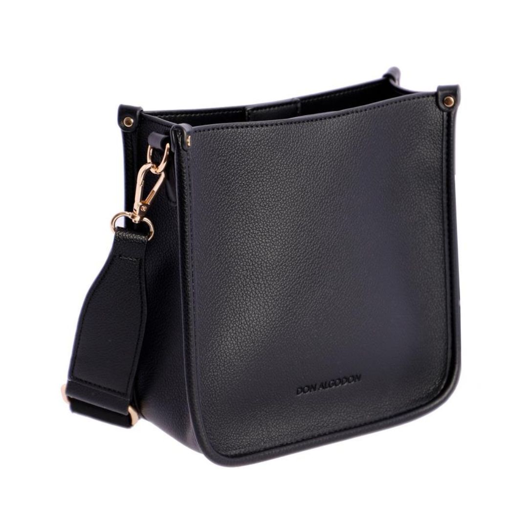 Bolso bombonera Don Algodon negro detalle de herrajes