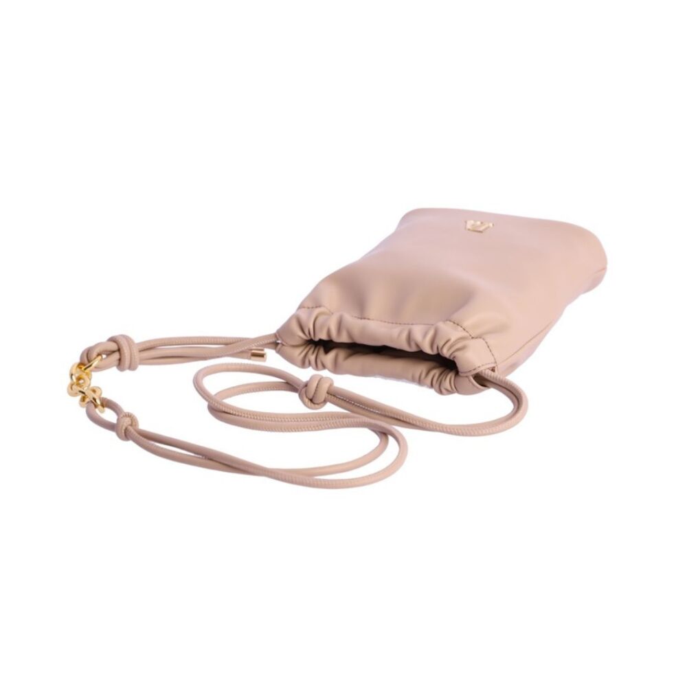 Bolso bombonera beige Don Algodon detalle de bandolera