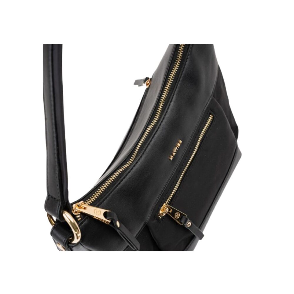 Bolso de hombro góndola Matties negro detalle de cremallera