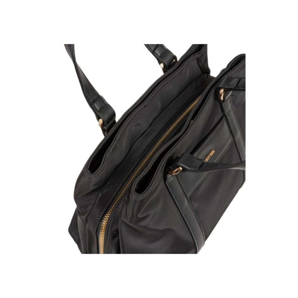 Bolso de mano Matties compartimento triple negro detalle de compartimentos