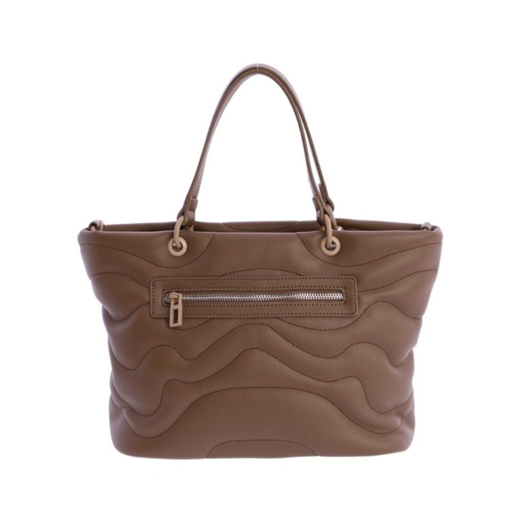 Bolso shopping acolchado don algodon marrón trasera