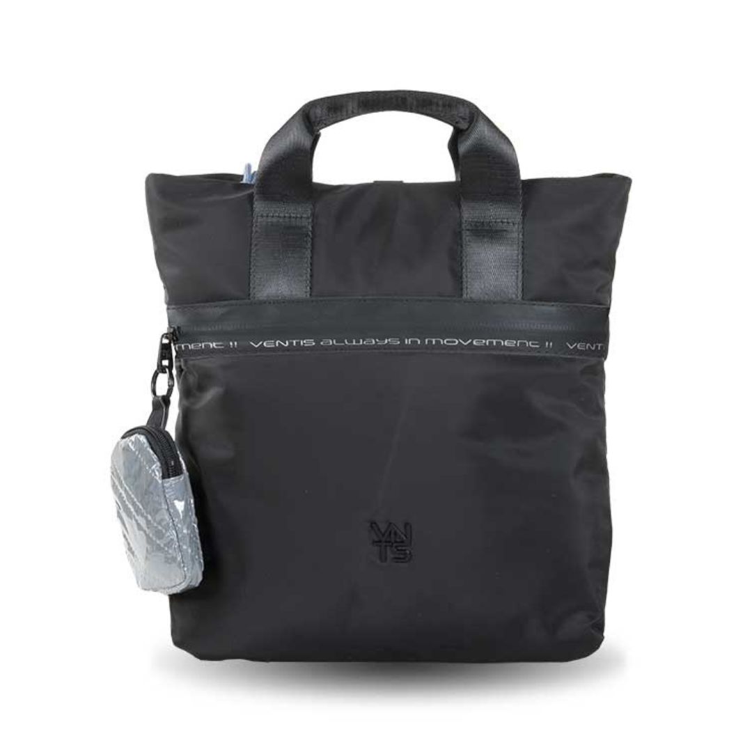 Mochila plana Ventis negra frontal